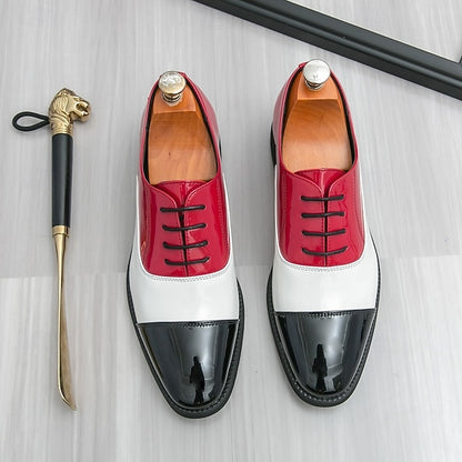 Patent – Red Oxford Men's and White Shoes Leather