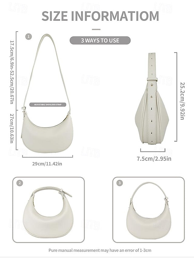 Crescent Elegant Shoulder - Bag Women's White Stylish