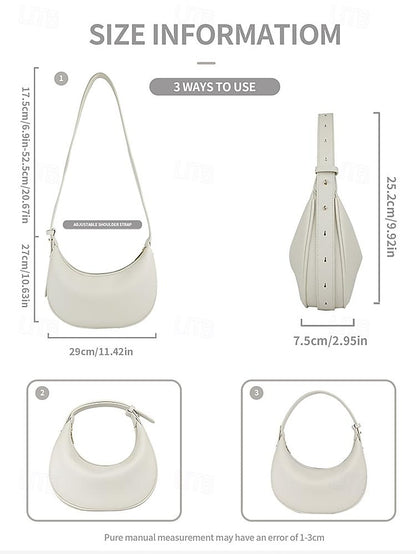 Crescent Elegant Shoulder - Bag Women's White Stylish