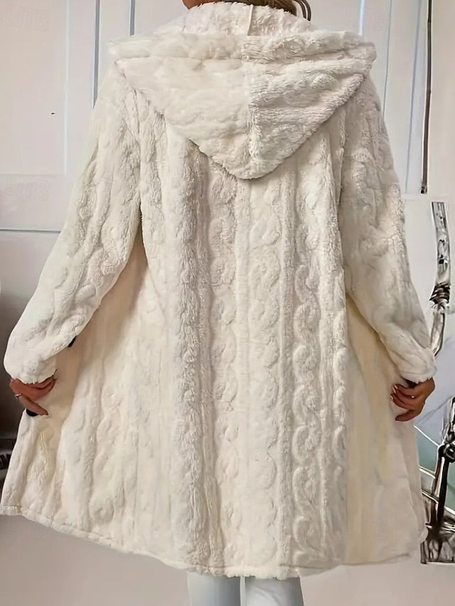 Buttons Women's Warm Faux Casual Fur Comfortable Coat