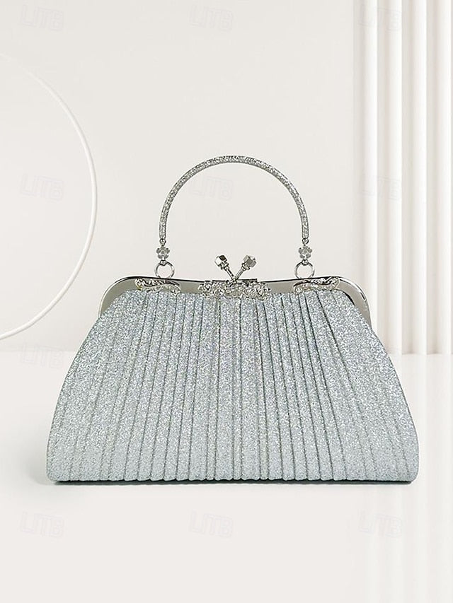 Clutch Purse Evening Glitter Vintage with Women's Pleated