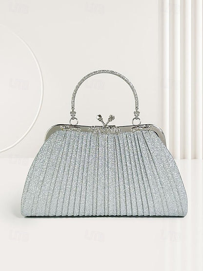 Clutch Purse Evening Glitter Vintage with Women's Pleated