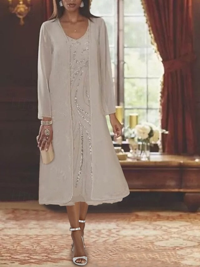 Piece A-Line Two Wedding the Mother Dress of Beach Formal Bride