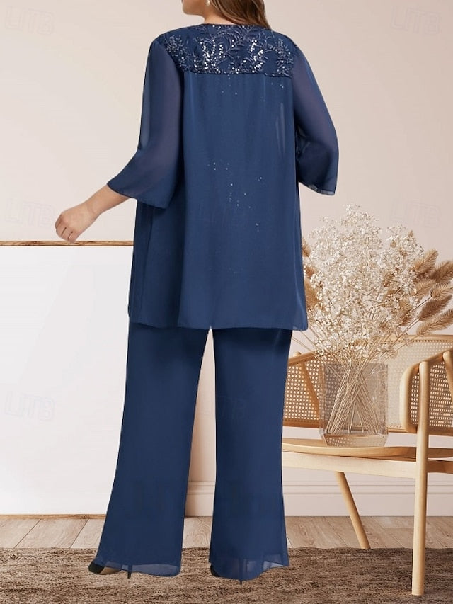 the Mother Guest of Wedding Pantsuit Dress Bride Elegant Piece 3