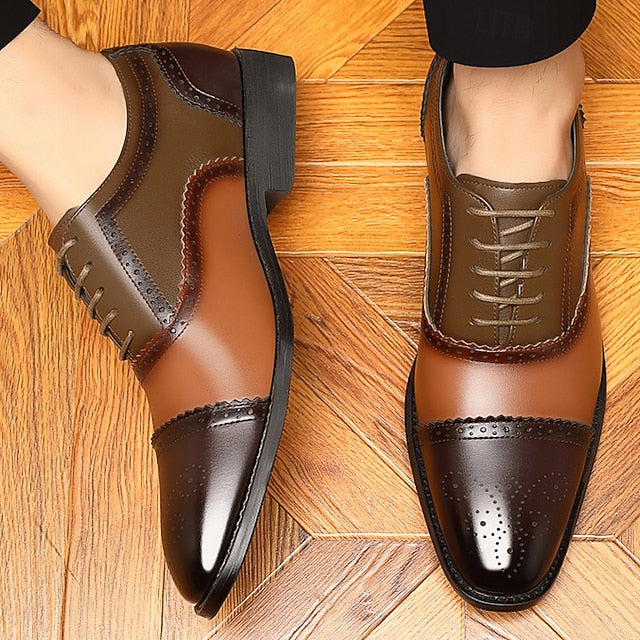 Two-Tone Men's Brogue Black and – Faux Shoes Brown