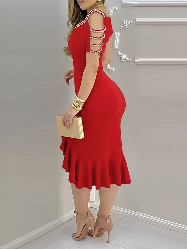 Women's Midi Dress Bodycon Elegant Formal Date Regular Fit