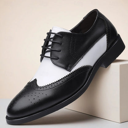 Dress Oxford Shoes with Black and White Men's Brogue