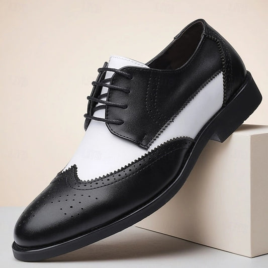 Dress Oxford Shoes with Black and White Men's Brogue