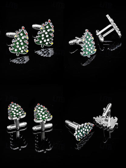 Clip Set Tie - Cufflinks Festive Men's and Tree Christmas