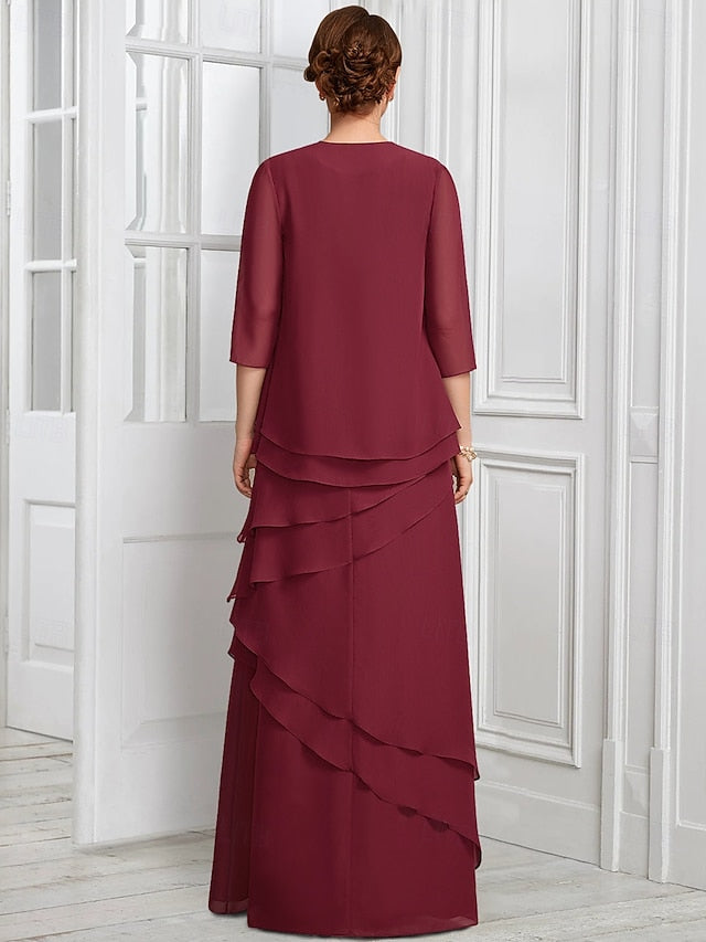 the Bride Dress Suit Piece Elegant Mother of Formal Two A-Line