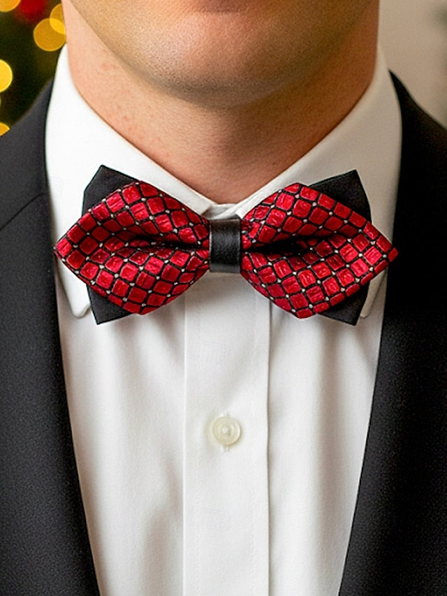 with Men's Christmas Tie Geometric Pattern Bow