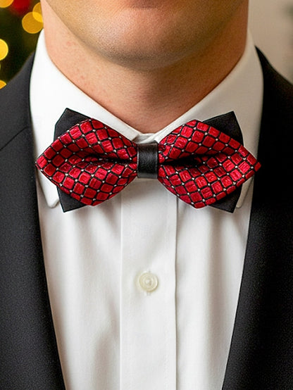with Men's Christmas Tie Geometric Pattern Bow