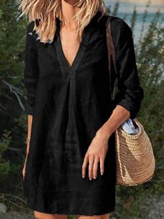 Women's Mini Dress Shift Dress Linen Casual Daily Regular