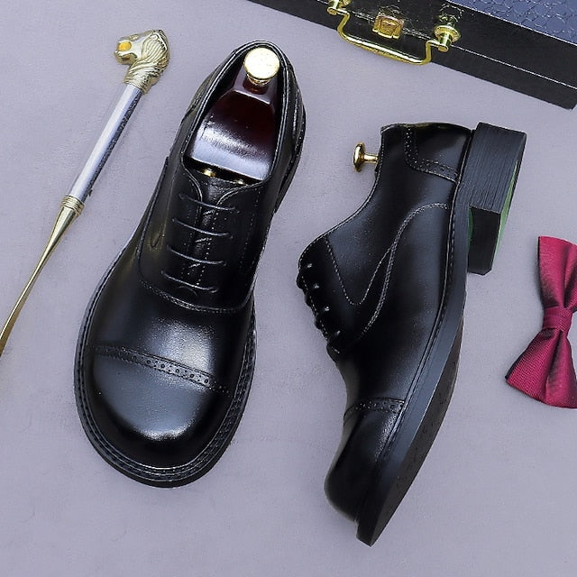 Shoes- Dress Leather Oxford Cap First Men's Toe Genuine