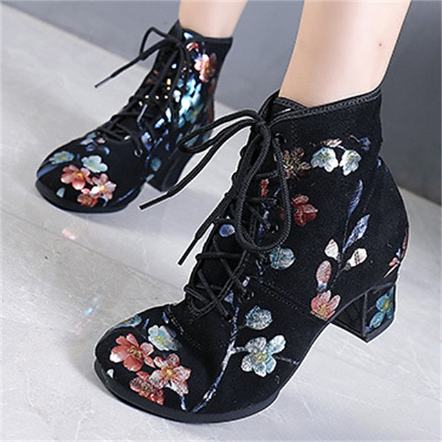 Women – Low Black for Comfortable Dance Shoes Lace-up Floral