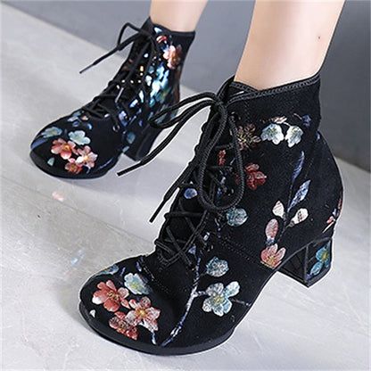 Women – Low Black for Comfortable Dance Shoes Lace-up Floral