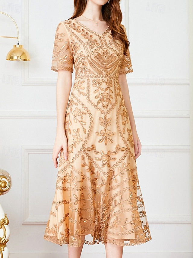 A-Line V of Dress Mother the Party Vintage Bride Elegant
