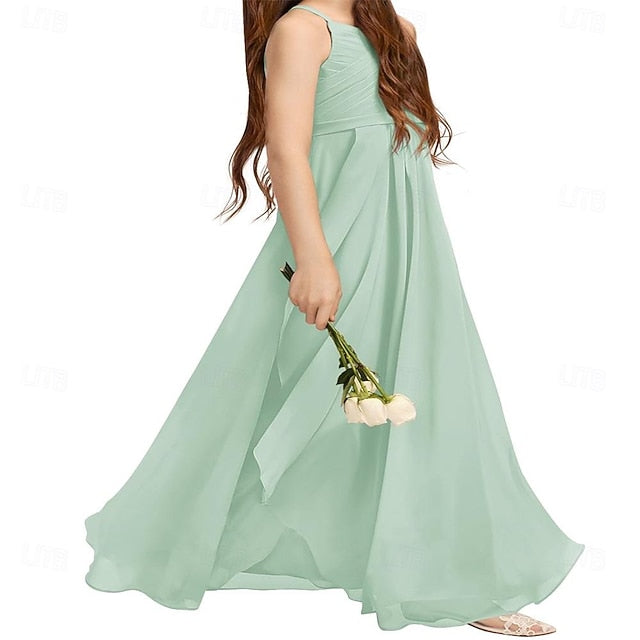 Flowy Girls Halter Junior A-Line Girl Dress Bridesmaid Flower