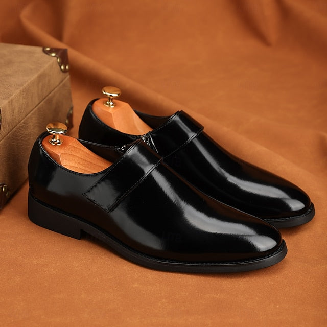 Leather Brown Men's Slip-On Shoes Dress Business Loafers