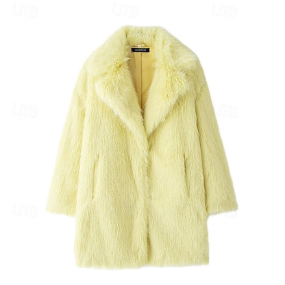 Women's Pocket Warm Fur Faux Furs Coat Comfortable