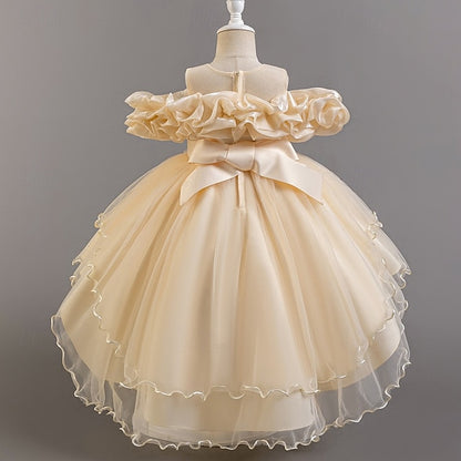 Dress Wedding Sleeve Girls' Kids Short Flower Floral Party