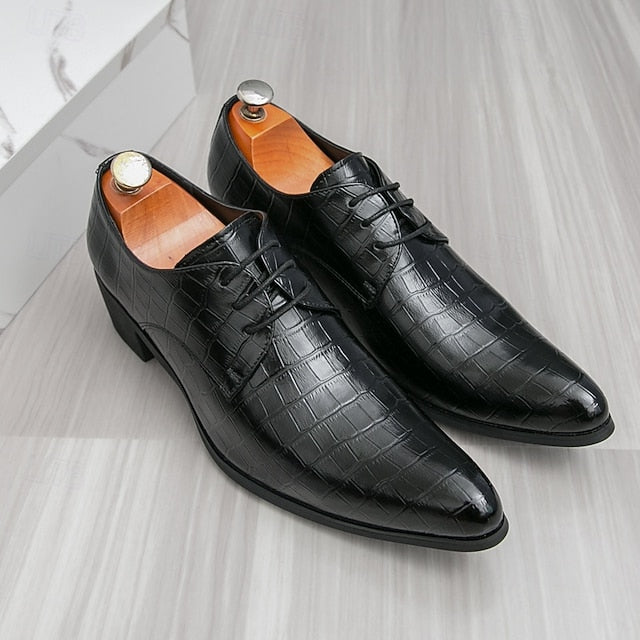 Dress – Red Men's Pattern Shoes Faux Crocodile Leather