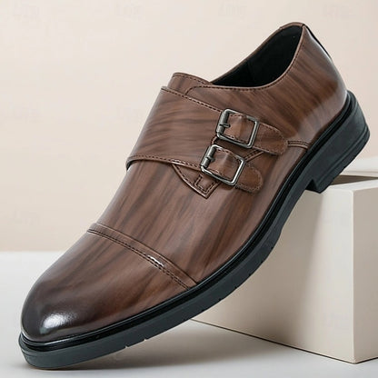 Shoes Faux Monk – Men's Strap Leather Double Dress Brown