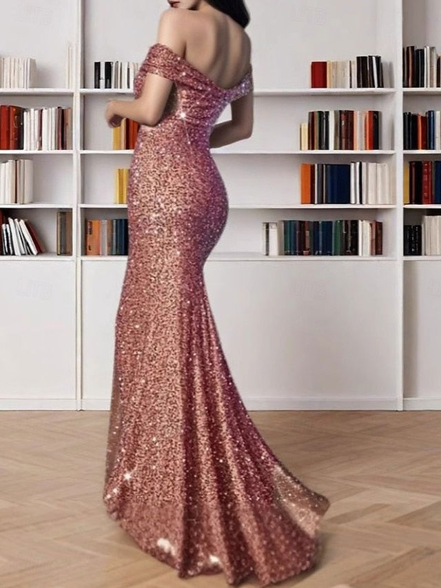 Mermaid Trumpet Sweep Brush Train Prom Dresses Evening Gown