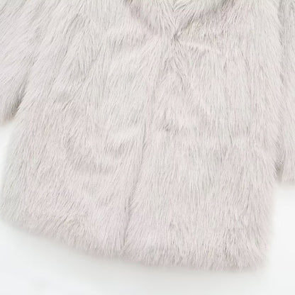 Women's Pocket Warm Fur Faux Furs Coat Comfortable