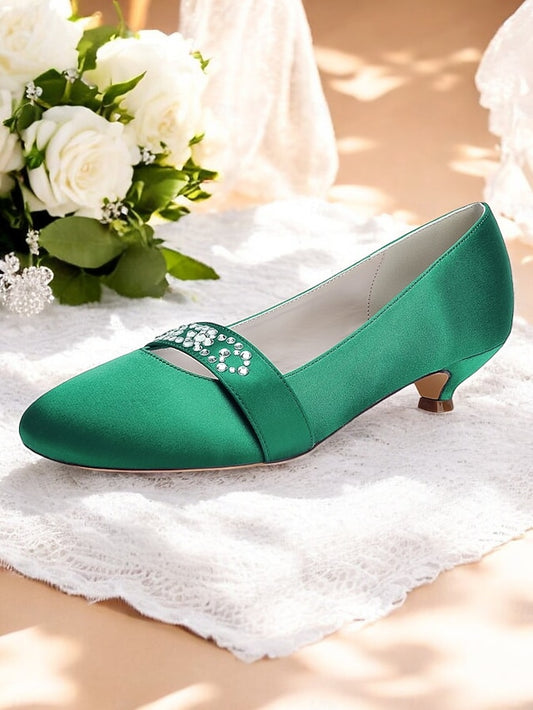 Kitten Blue Rhinestone Women's Satin Heels with