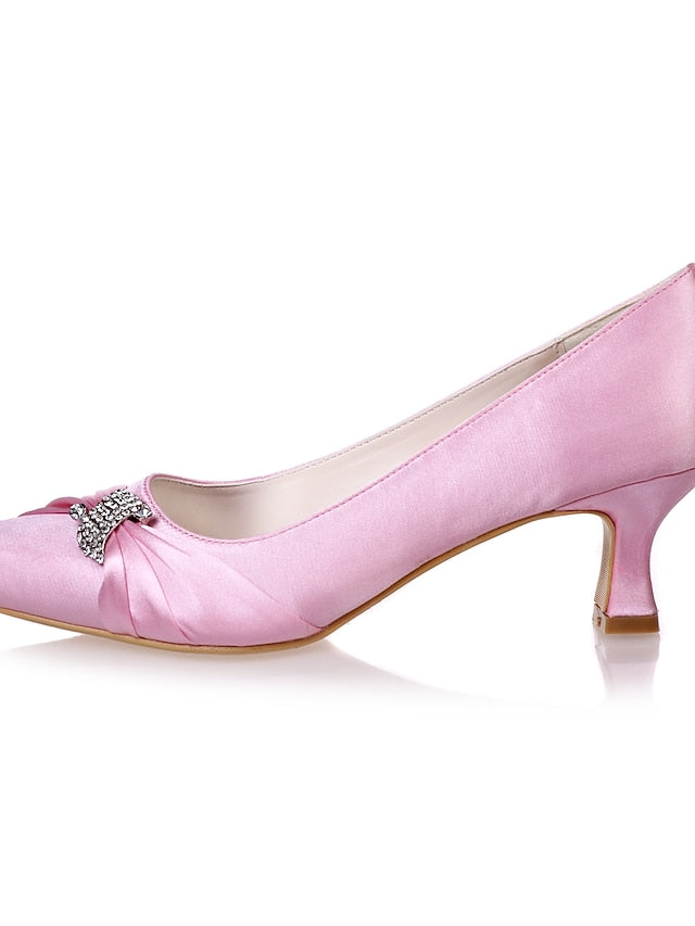 Heels Kitten Rhinestone Satin Bow with Blue Royal Women's