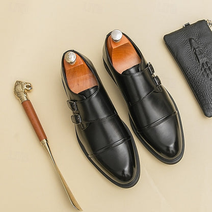 Shoes Faux Monk – Men's Strap Leather Double Dress Brown