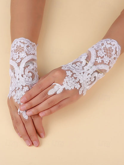 Gloves Vintage Wedding White Fingerless Bridal Lace Elegant –