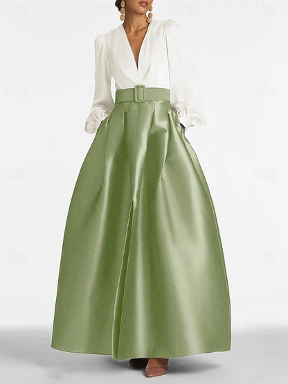 Wedding High Formal Guest Gown Floor Dress A-Line Evening Split