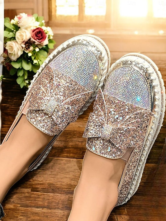 Rhinestone Sparkling Women Loafers Slip-On for – Glittery