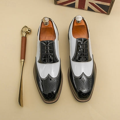 Gold and Men's Oxford with Leather Shoes Black Patent