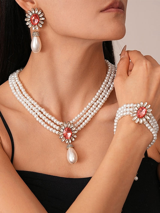 Earrings Women's Pearl Set Jewelry with