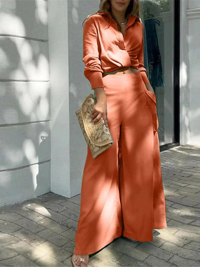 Women's Elegant Stylish Shirt Cotton Linen Sets Two Piece