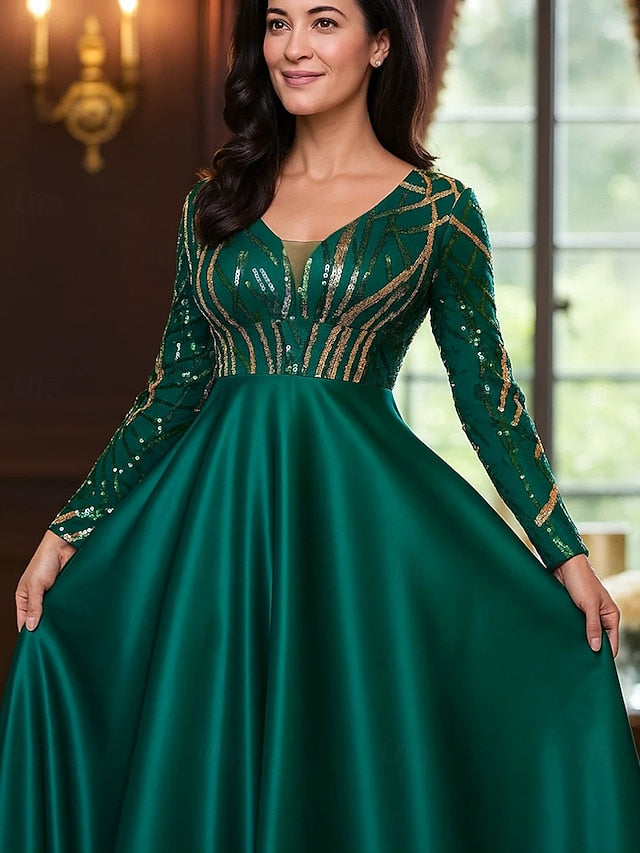 A-Line Floor Length Wedding Guest Dress Formal Dresses Flare