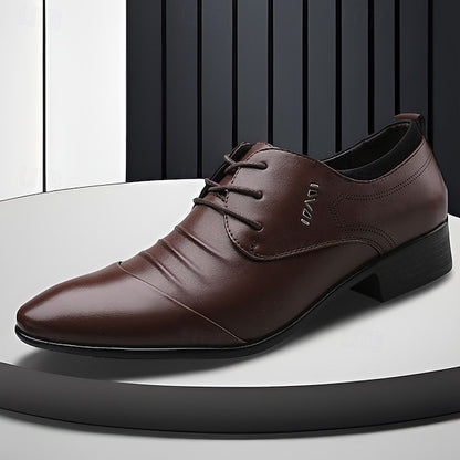 White for Men's - Shoes Elegant Lace-Up Dress Formal