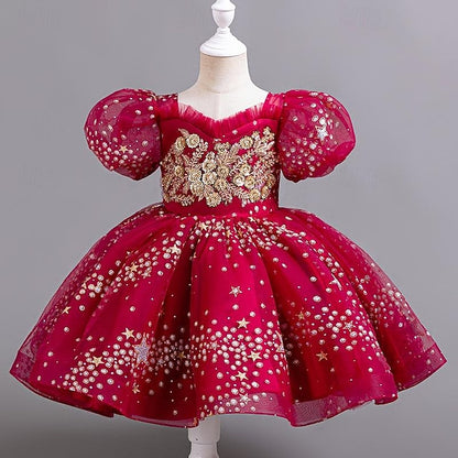 Flower Floral Kids Sequin Girl Party Dress Girls'