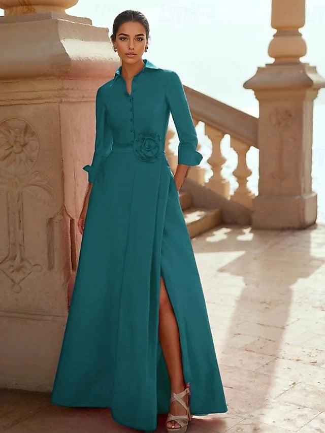 Dress Formal Length Gown Evening Wedding Floor A-Line Elegant