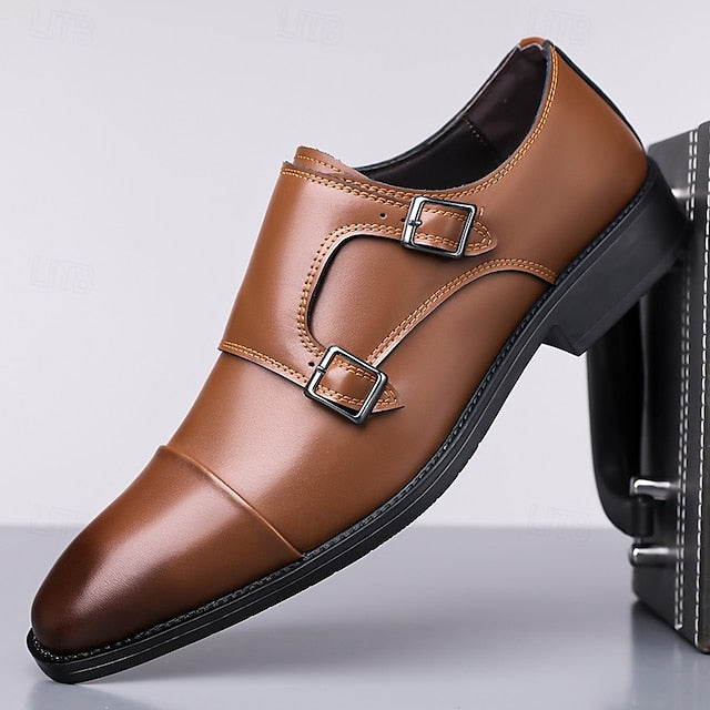 – Shoes Elegant Men's Monk Strap Dress Leather Double