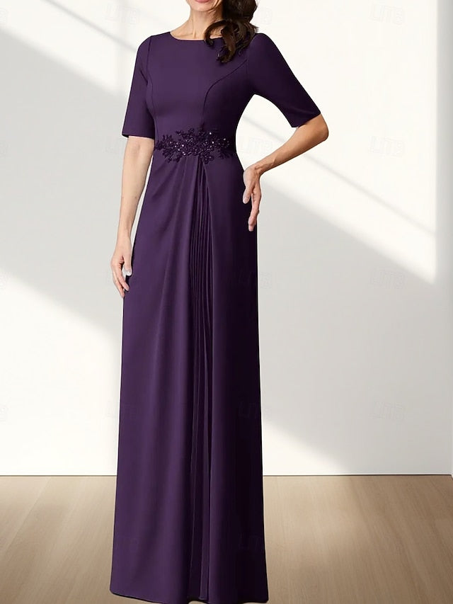 Neck Wedding Dress Bride Crew Guest Elegant Mother A-Line of the