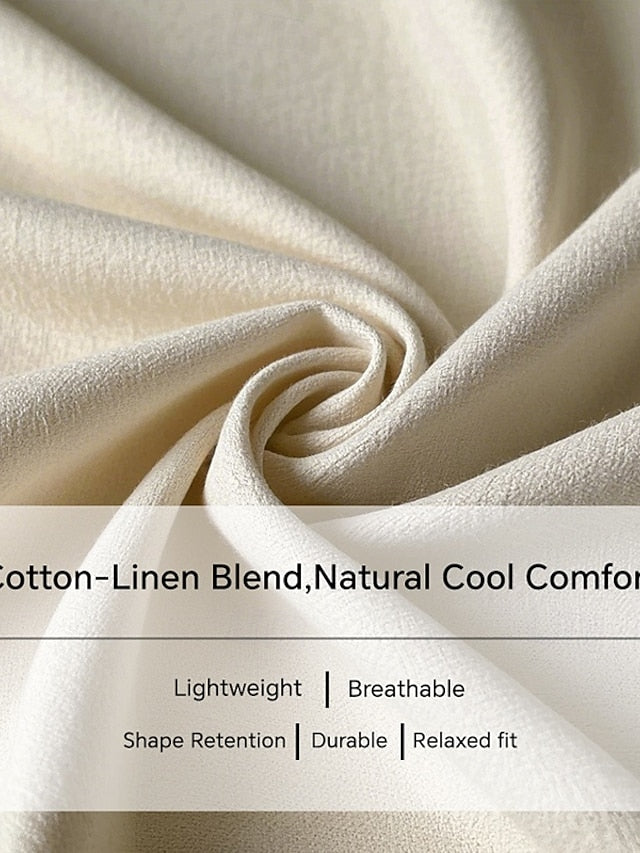 Women's Mini Dress Faux Cotton Linen White Dress Casual