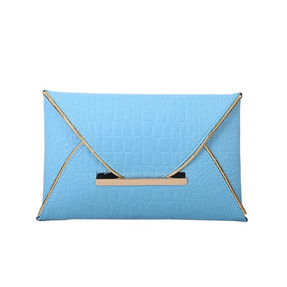 Metal Yellow Envelope Handle Women’s Clutch with Croc-Embossed