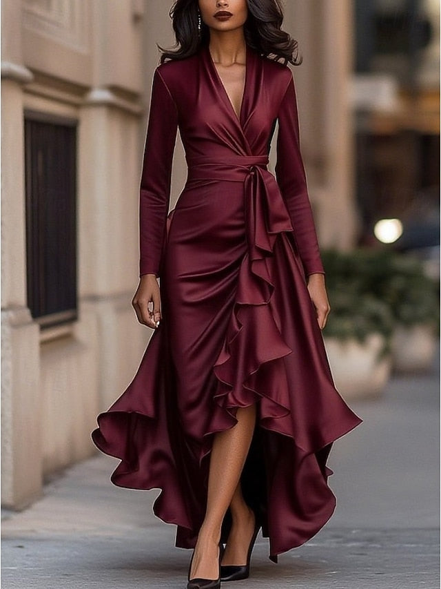 Women's Black Wine Blue Fall Winter Midi Dress Sheath Dress