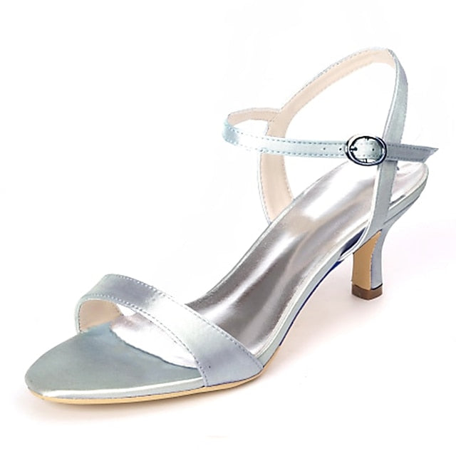 Gold Wedding Adjustable Women's Satin Ankle Heels with