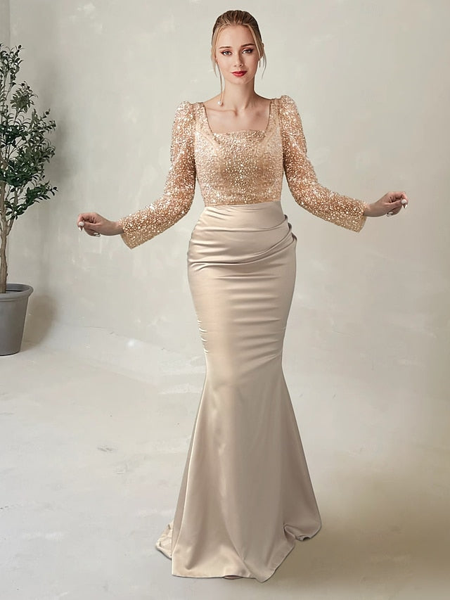 Gown Length Long Elegant Evening Formal Dress Floor Mermaid