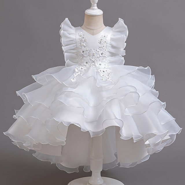 Kids Floral Dress Party Girls' Asymmetrical